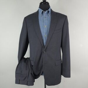 Brooks Brothers Suit Mens 42L 38x33 2pc Gray Pinstripe Wool 2 Button Fitzgerald